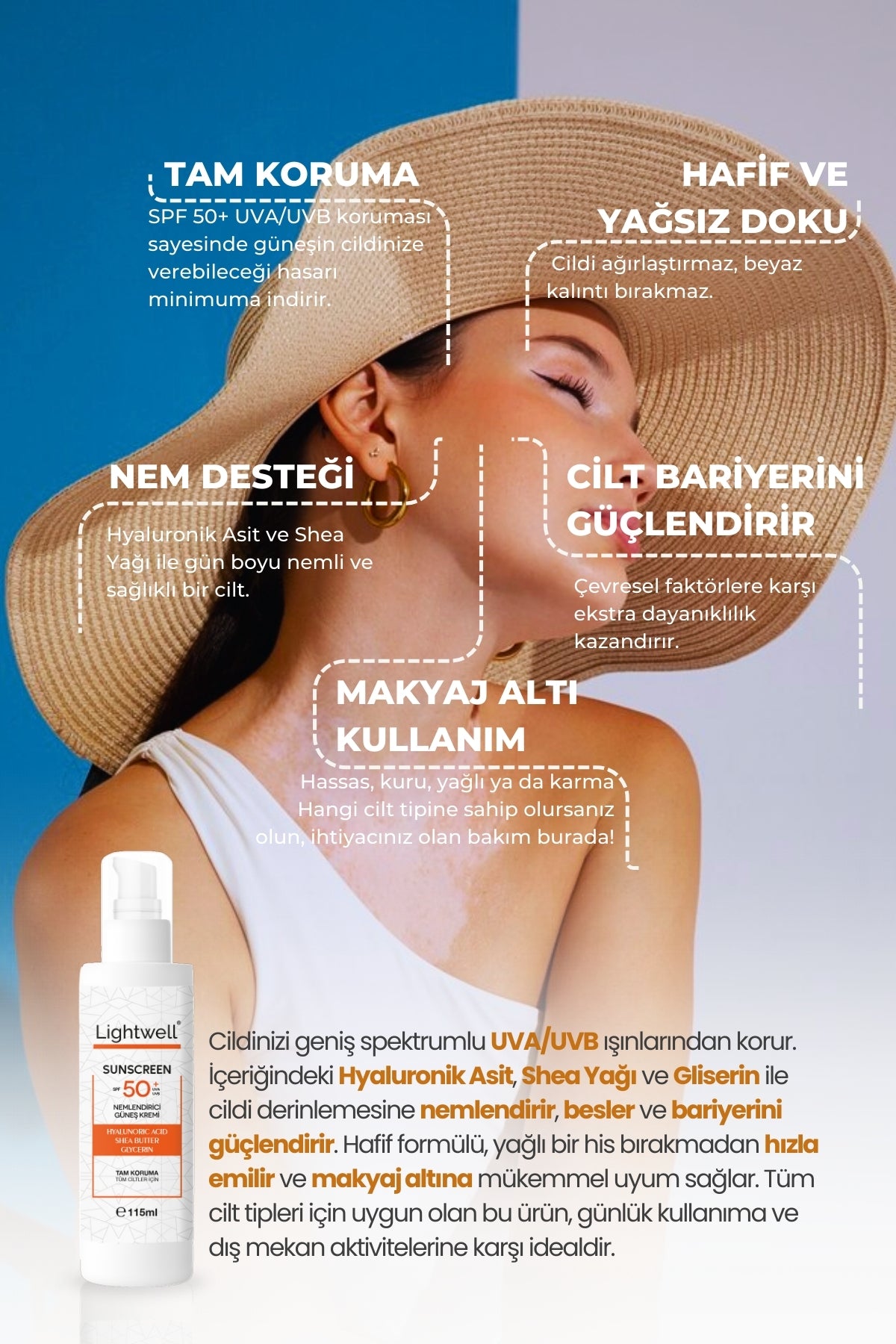 Güneş Kremi SPF 50+ - Yüksek Koruma ve Cilt Dostu Nemlendirici