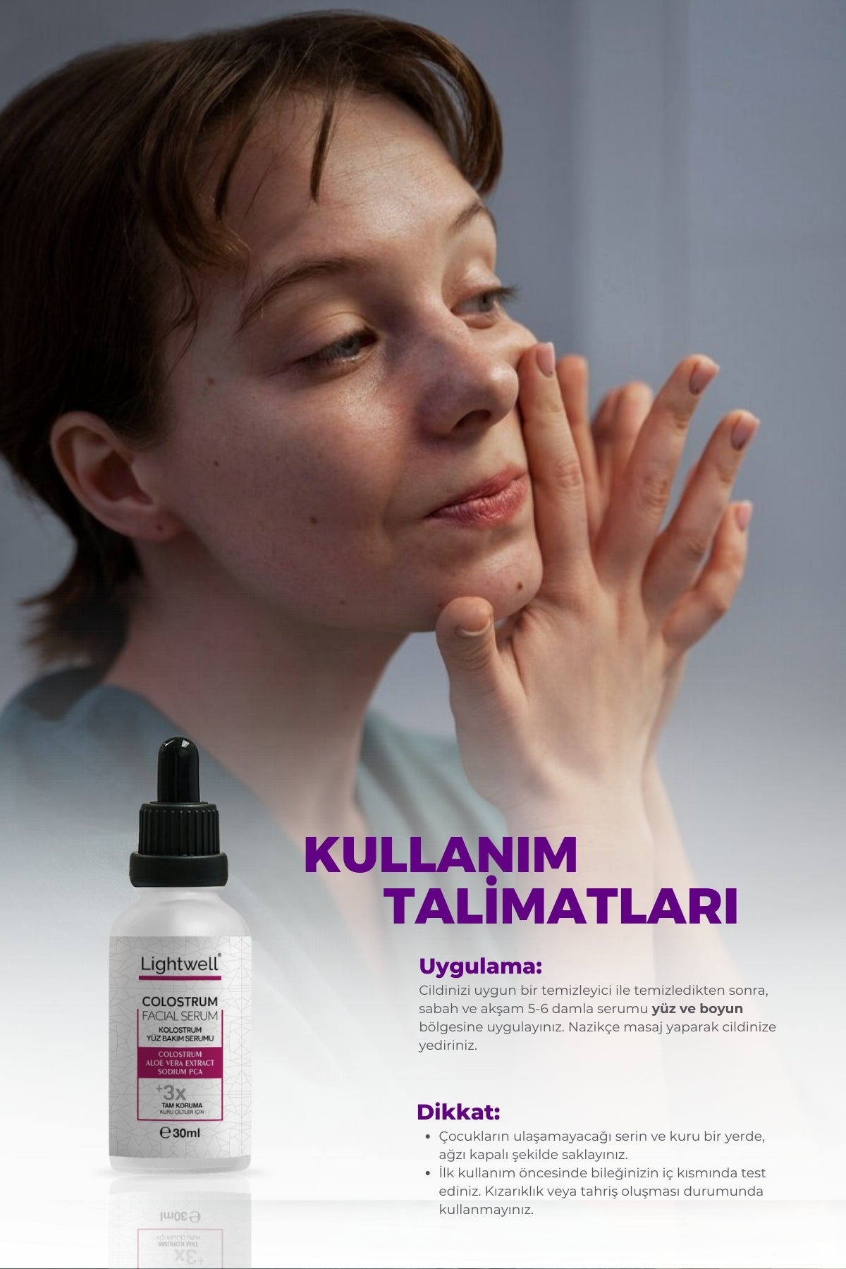 Lightwell Kolostrum Yüz Bakım Serumu - Cilt Yenileyici, Nemlendirici ve Yaşlanma Karşıtı Serum